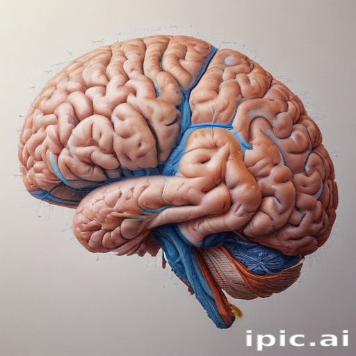 Detailed Illustration of a Human Brain with Visible Anatomical Structures