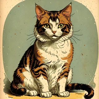 vintage cat illustration
