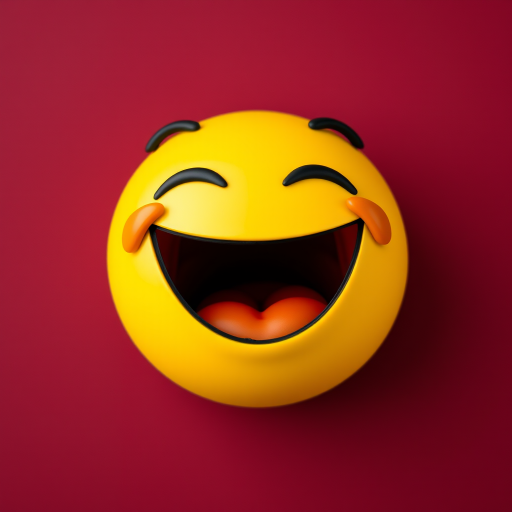 Create an image of a cartoonish yellow smiley face with a wide-open mouth showing an exaggerated yawn, featuring black eyes with expressive eyebrows, on a solid maroon background, captured with a DSLR camera, 50mm lens, aperture f/1.8, ISO 100, and a slightly blurred background for depth.