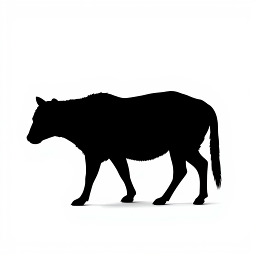 Create a high-resolution image of a minimalist black silhouette of an animal on a white background, using a DSLR camera with a 50mm lens at f/1.8, 1/250s shutter speed, and ISO 100, shot from a frontal view in natural light for enhanced clarity and contrast.