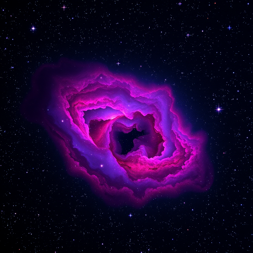 A high-resolution cosmic scene depicting a vibrant nebula with swirling purple and red hues against a starry background, captured with a DSLR camera, ISO 1600, aperture f/2.8, shutter speed 30 seconds, wide-angle lens, astrophotography style, focused on the intricate details of the nebula and the surrounding stars.