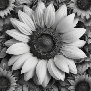 clip art sunflower black and white