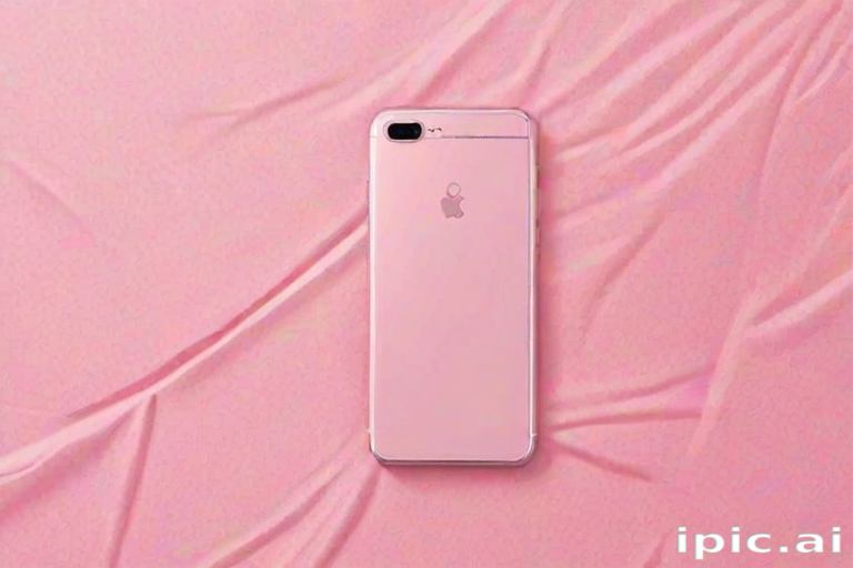 A Stylish Pink Smartphone Placed on a Soft Pink Fabric Background.