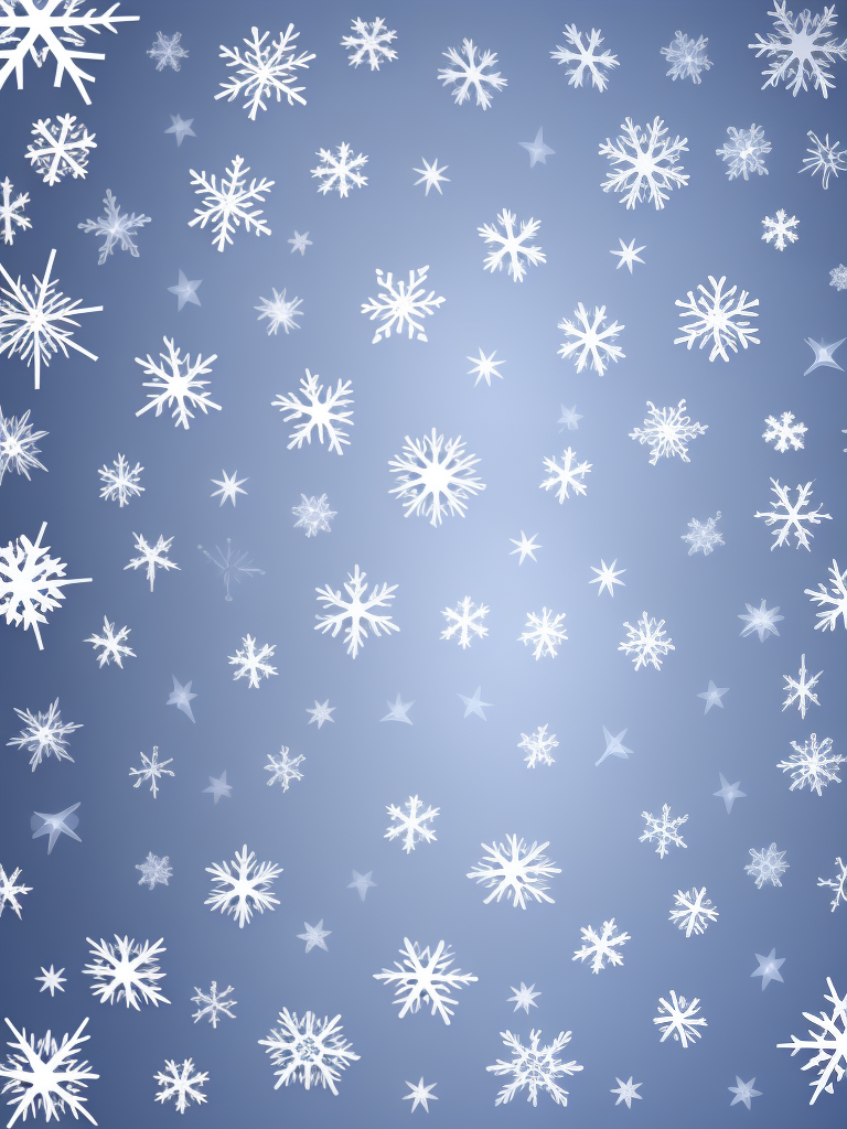 Delicate Snowflakes Falling Gently Against a Soft Blue Winter Background