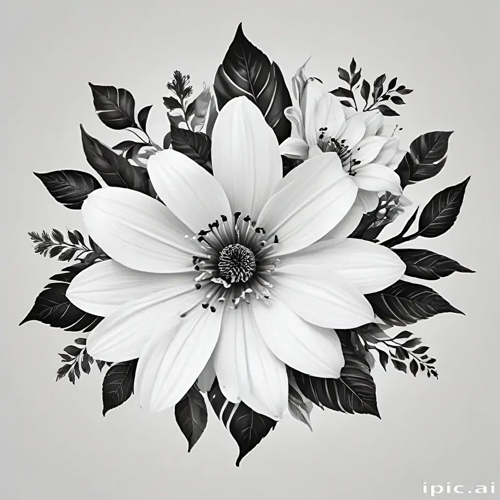 flower png black and white