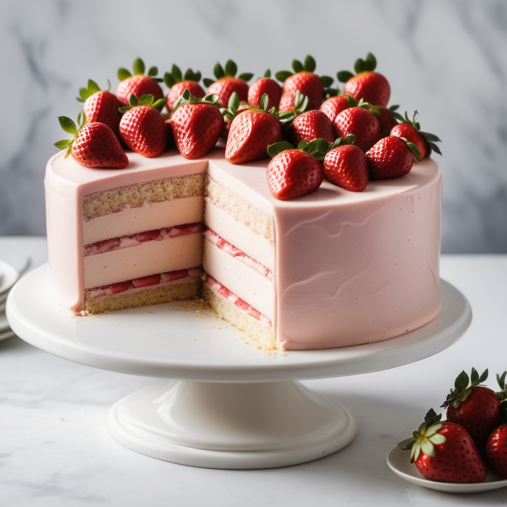 cake with strawberry mousse filling