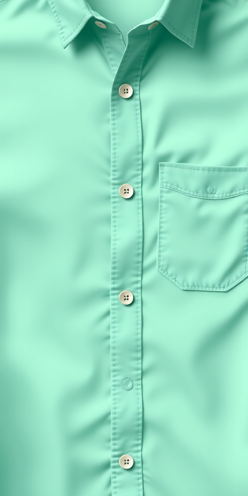 create a vector illustration of a mint green shirt with a pocket and buttons, high resolution, 300 DPI, 50mm lens, top-down view, studio lighting, digital illustration style