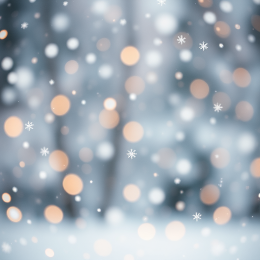 create a winter-themed background with swirling snowflakes and a soft golden color palette, use a Canon EOS R5 with a 50mm f/1.2 lens, set aperture to f/2.8, ISO 100, shutter speed 1/125 sec, capture in soft focus for a dreamy effect