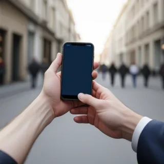 hand holding a phone