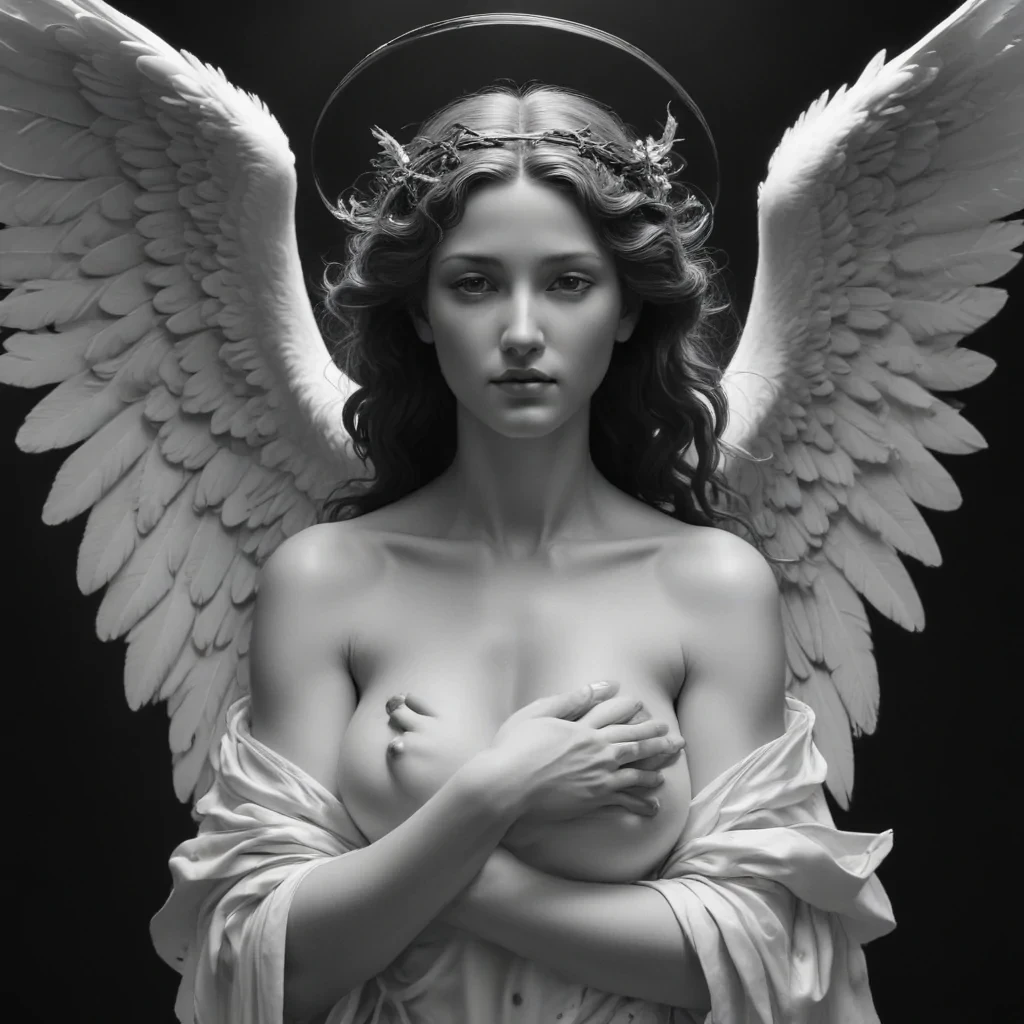 black and white angel drawings