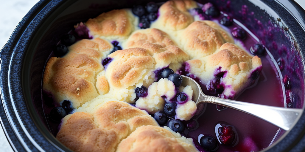 blueberry cobbler in crock pot