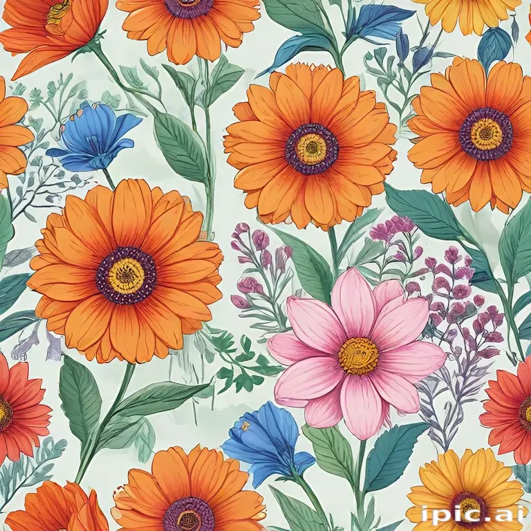 color drawing flowers