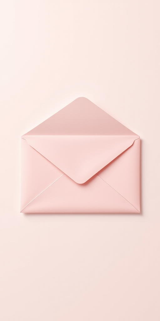 Create a high-resolution illustration of a classic envelope with a pastel color scheme, using a 50mm lens, f/2.8 aperture, ISO 100, in a flat lay perspective, with soft natural lighting to enhance the details and texture.