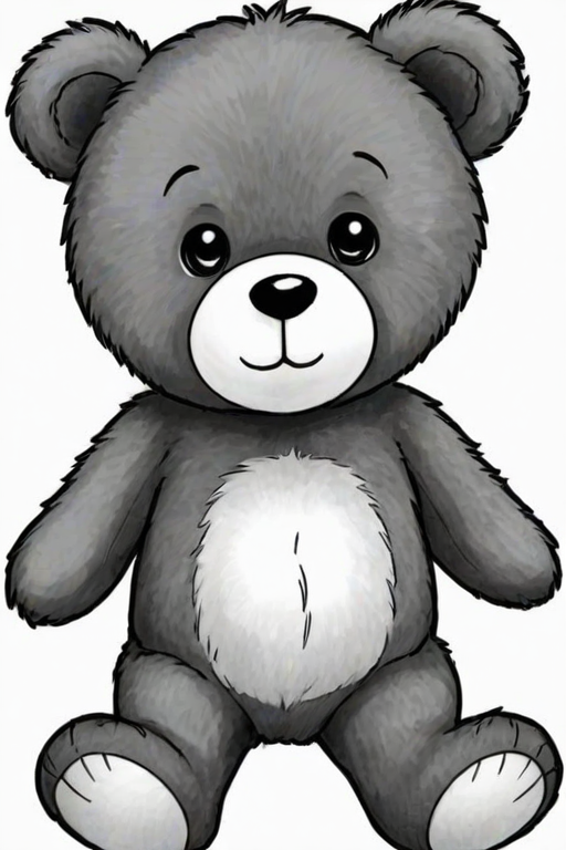 teddy bear clipart black and white