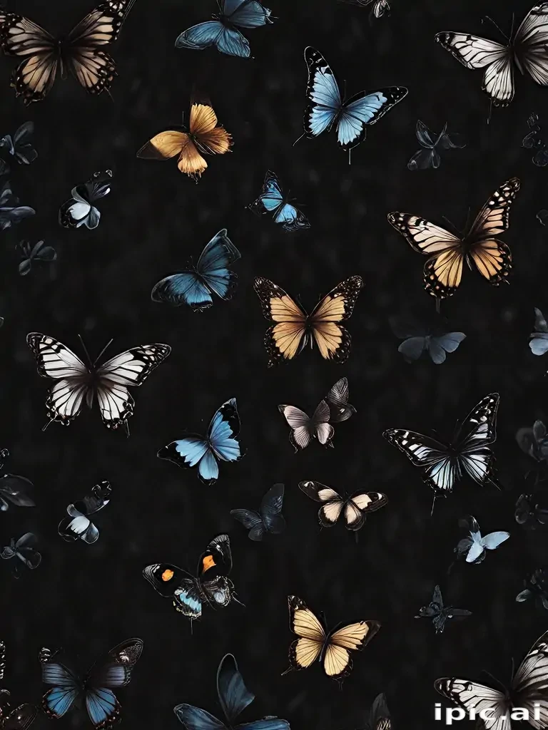 black wallpaper butterfly