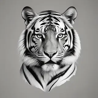 tiger clipart black and white