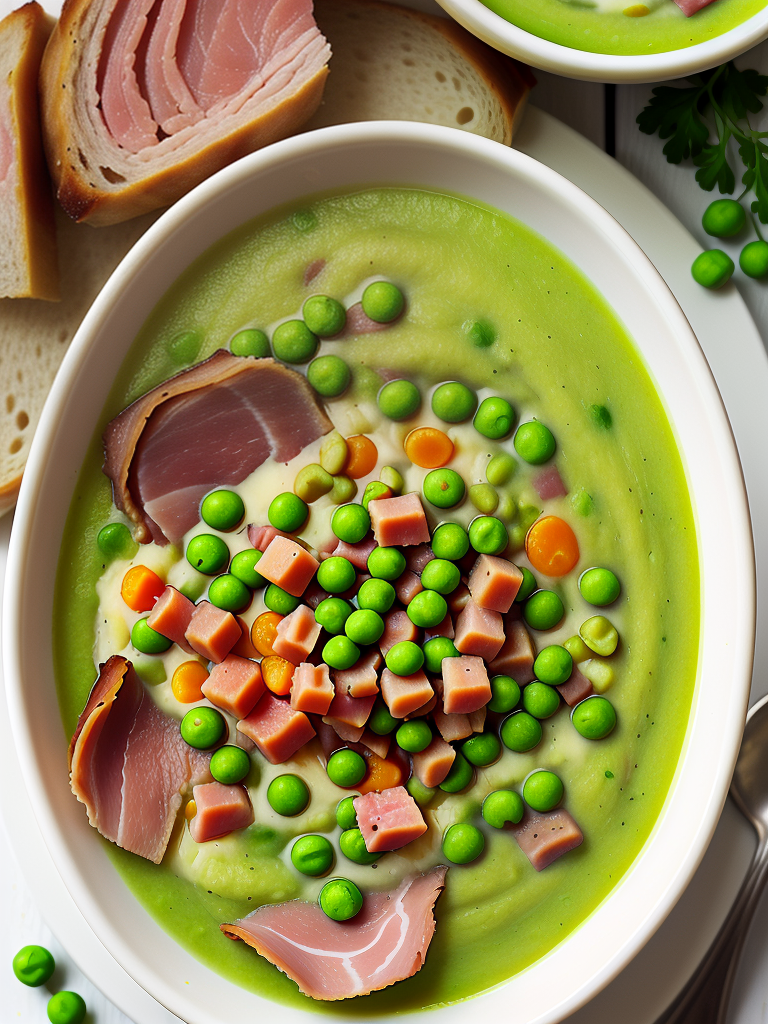 calories in pea soup with ham