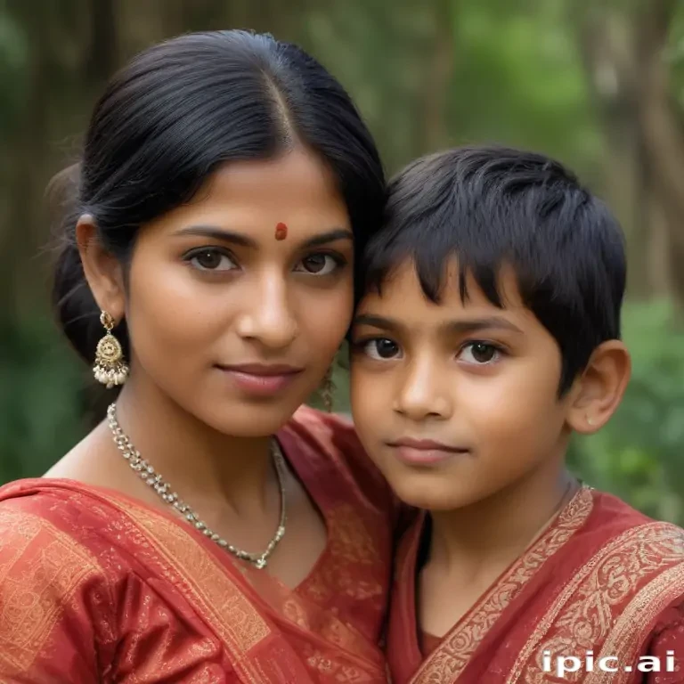 mom and son indian