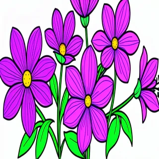 purple flowers drawing