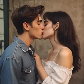 couple kissing aesthetic