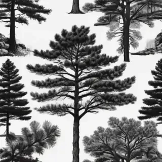 pine tree clipart black and white