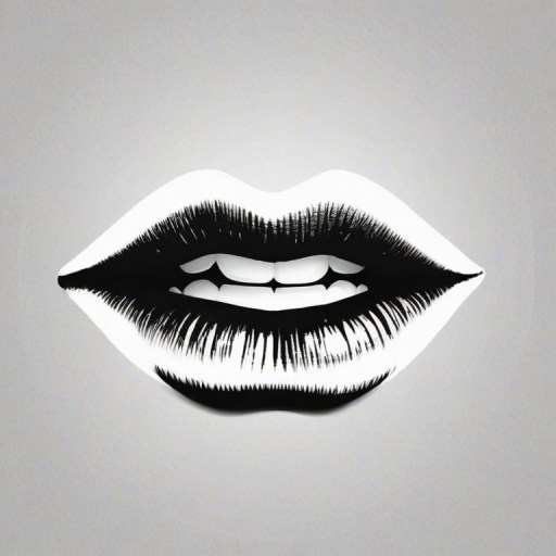 lips clipart black and white