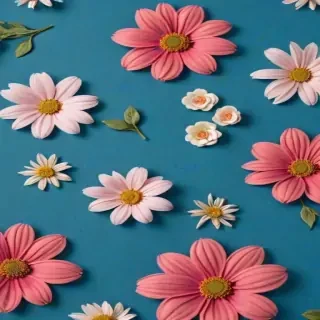 blue background with flowers
