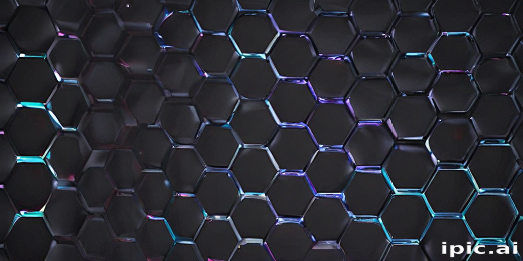 Hex Pattern Ir Intricate Hexagonal Pattern with Iridescent Highlights on a Dark Background