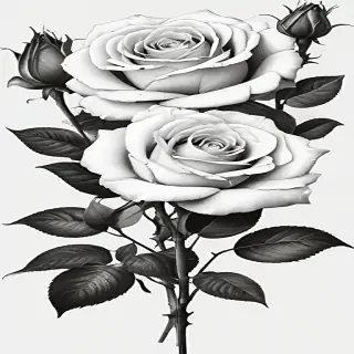 roses clipart black and white
