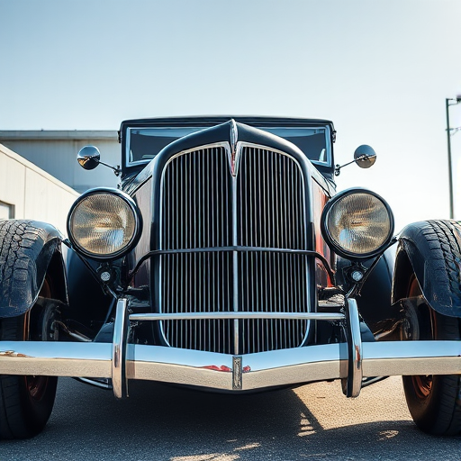 high-resolution image of a classic hot rod car, frontal view, natural lighting, aperture f/8, shutter speed 1/250s, ISO 100, taken with a DSLR camera, low-angle shot to emphasize details and depth.