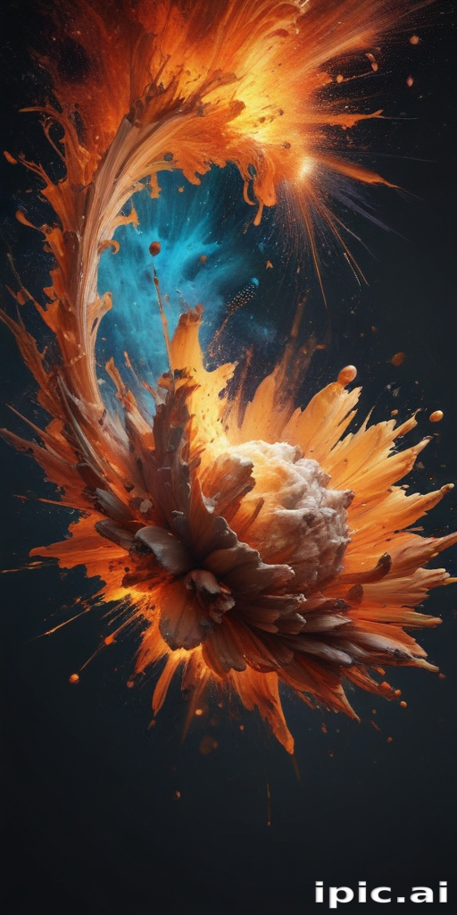 Vivid Explosion of Colorful Flames and Swirling Cosmic Energy Abstract Art