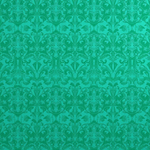 Create a high-resolution textured background featuring a damask pattern in shades of turquoise and green, shot with a Canon EOS R5, 50mm lens, f/2.8 aperture, ISO 100, with a soft focus and even lighting.