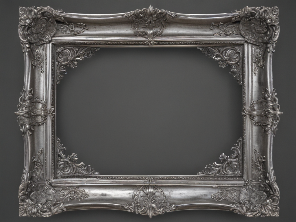 Ornate Silver Frame with Intricate Designs Ready for a Beautiful Artwork.