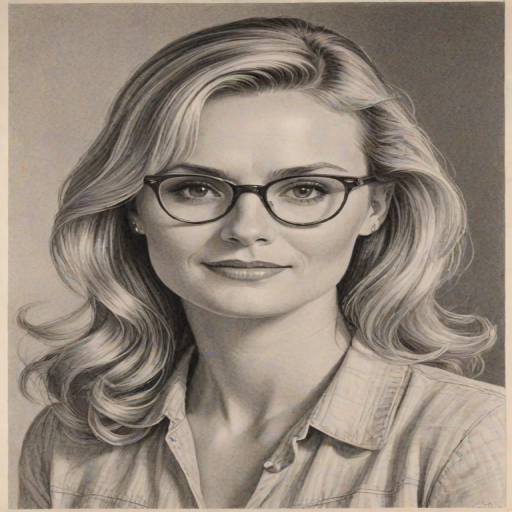 Stunning Bonnie Somerville, pencil sketch, portrait of Gorgeous woman 1940s in glasses, hair style beatnik, outline, clear lines, fine lines, 8k