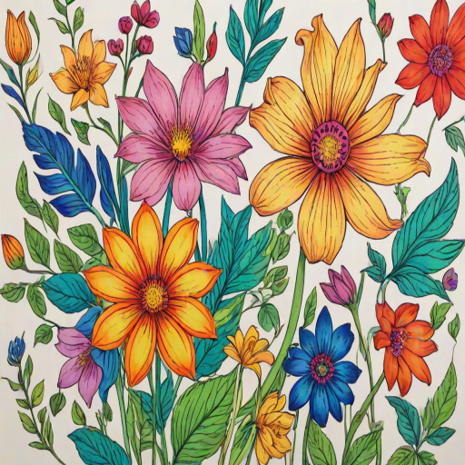colourful flower drawing
