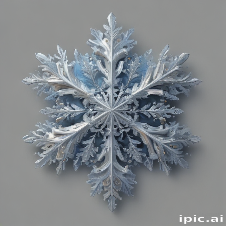 Intricate Blue Snowflake Design with Elaborate Frosty Patterns and Textures