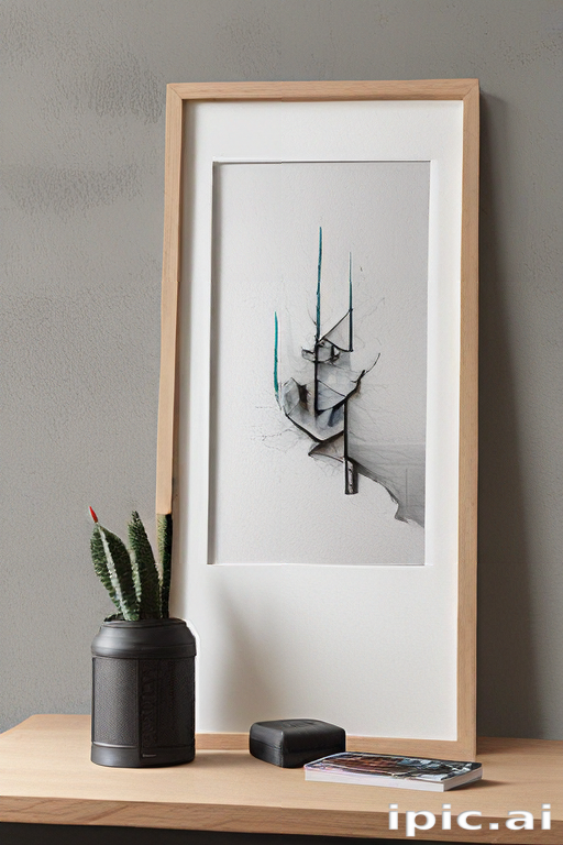 Modern Art Display Featuring Unique Frame, Minimalist Design, and Green ...