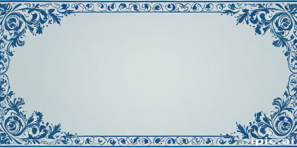 Elegant Decorative Border Design Featuring Intricate Blue Floral Patterns