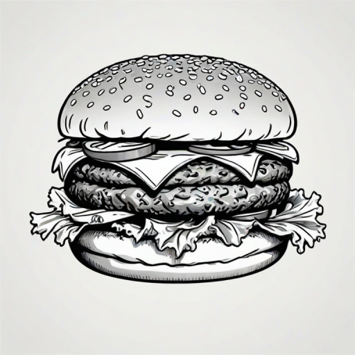 burger clipart black and white