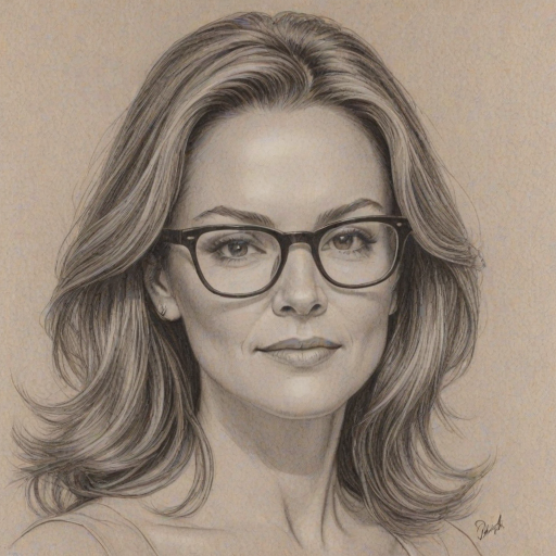 Stunning Diane Lane, pencil sketch, portrait of Bewitching woman 1961s in glasses, hair style beatnik, outline, clear lines, fine lines, 8k