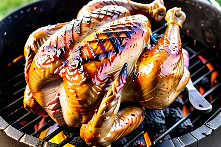 grill a whole chicken on charcoal