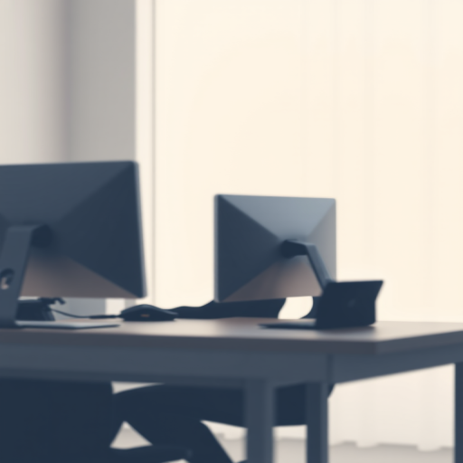 Create a high-resolution digital illustration of a minimalist icon showing a person sitting at a computer desk, with a keyboard in the background, using a Canon EOS R5 camera at f/8 aperture, 50mm lens, ISO 100, 1/125s shutter speed, in a soft-focus style to enhance depth and clarity.