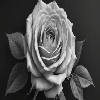 rose drawing black and white