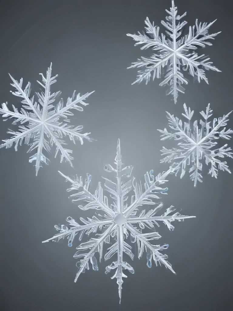 Delicate Winter Snowflakes Gracefully Floating Against a Soft Gray ...