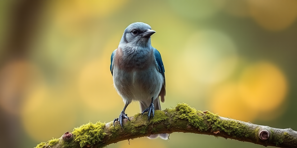 photograph a Eurasian Jay perched on a moss-covered branch with a soft bokeh background, settings: aperture f/4, shutter speed 1/200s, ISO 400, DSLR camera, 200mm lens, natural light, focus on the subject with a shallow depth of field