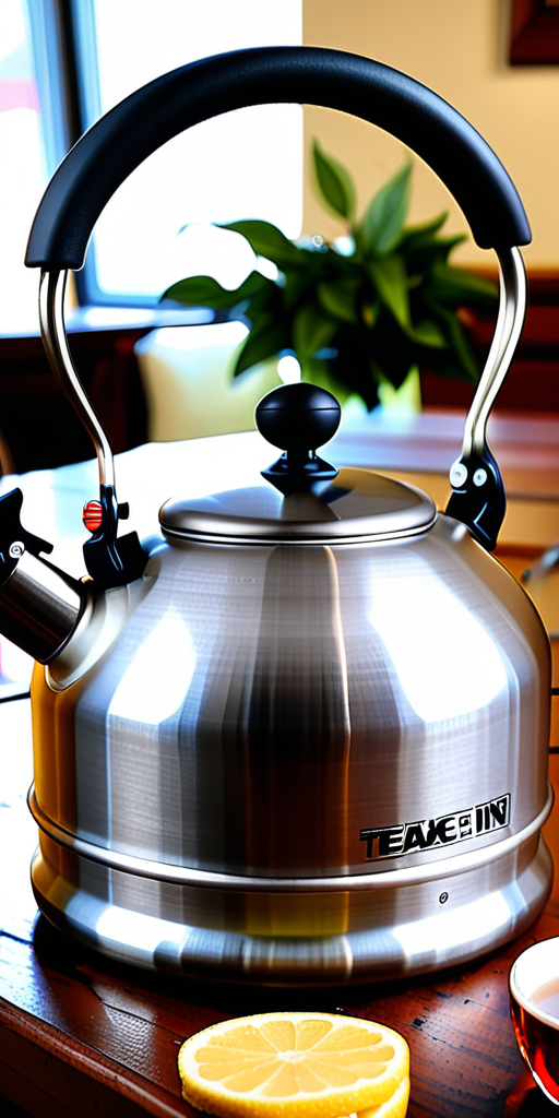 Close-Up of a Stylish Modern Tea Kettle with Reflective Surface