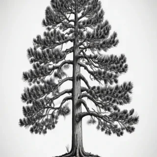 black and white pine tree clip art