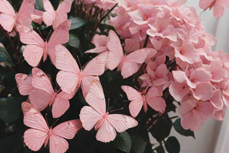 pink butterflies aesthetic