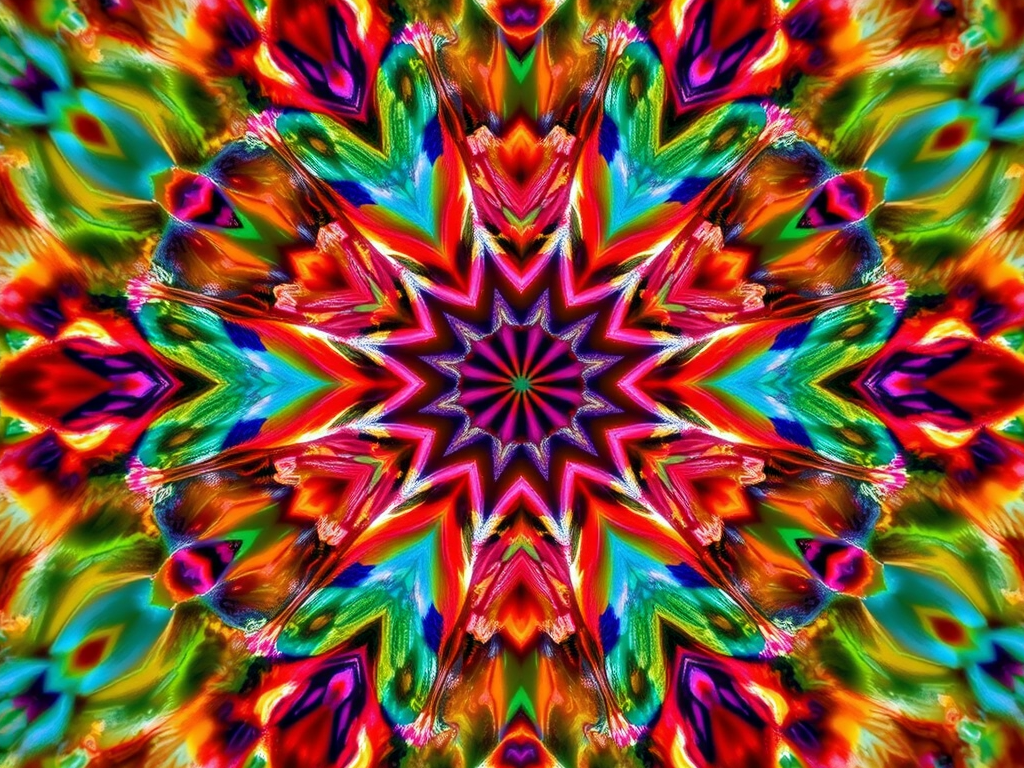 Generate a high-resolution abstract pattern with vibrant colors and intricate details, shot using a Canon EOS R5 at f/2.8, ISO 100, with a 50mm lens in macro mode, utilizing a soft focus technique for a dreamy effect.