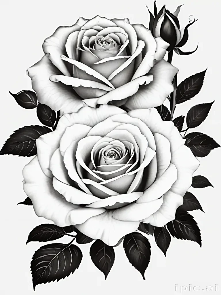 roses clipart black and white